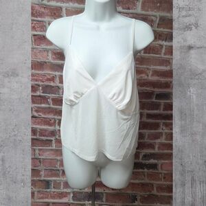 Wild Fable White Mesh Cropped Tank Top XL Sweetheart Neck Slim Fit